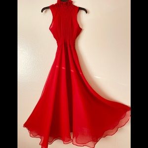 Ruffles Turtle Neckline Long Dress